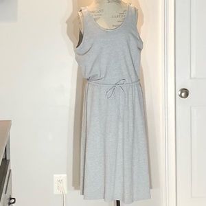 Style & Co Light Grey Tie Waist Midi Dress 100% Cotton Sz XXL